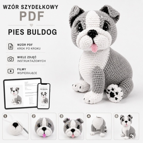 Buldog angielski szary, schemat PDF + filmy