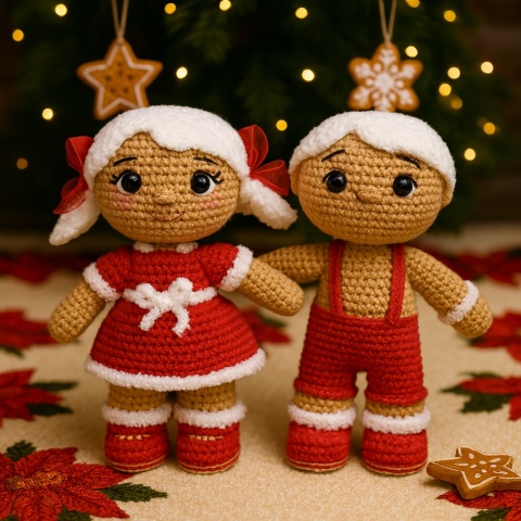 Ciasteczkowy chłopiec i dziewczynka - Wzory szydełkowe PDF