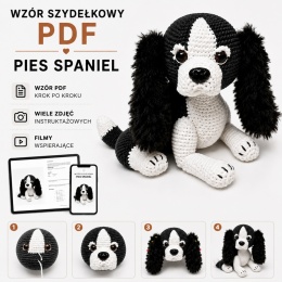 Leżący pies spaniel - szydełkowy wzór PDF +filmy